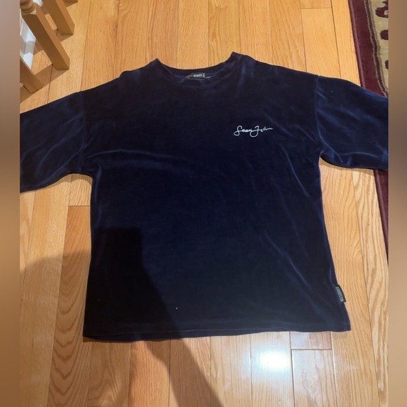 Missguided x Sean John Navy Velour Suede Oversized tee t-shirt women us 2 - Picture 4 of 7